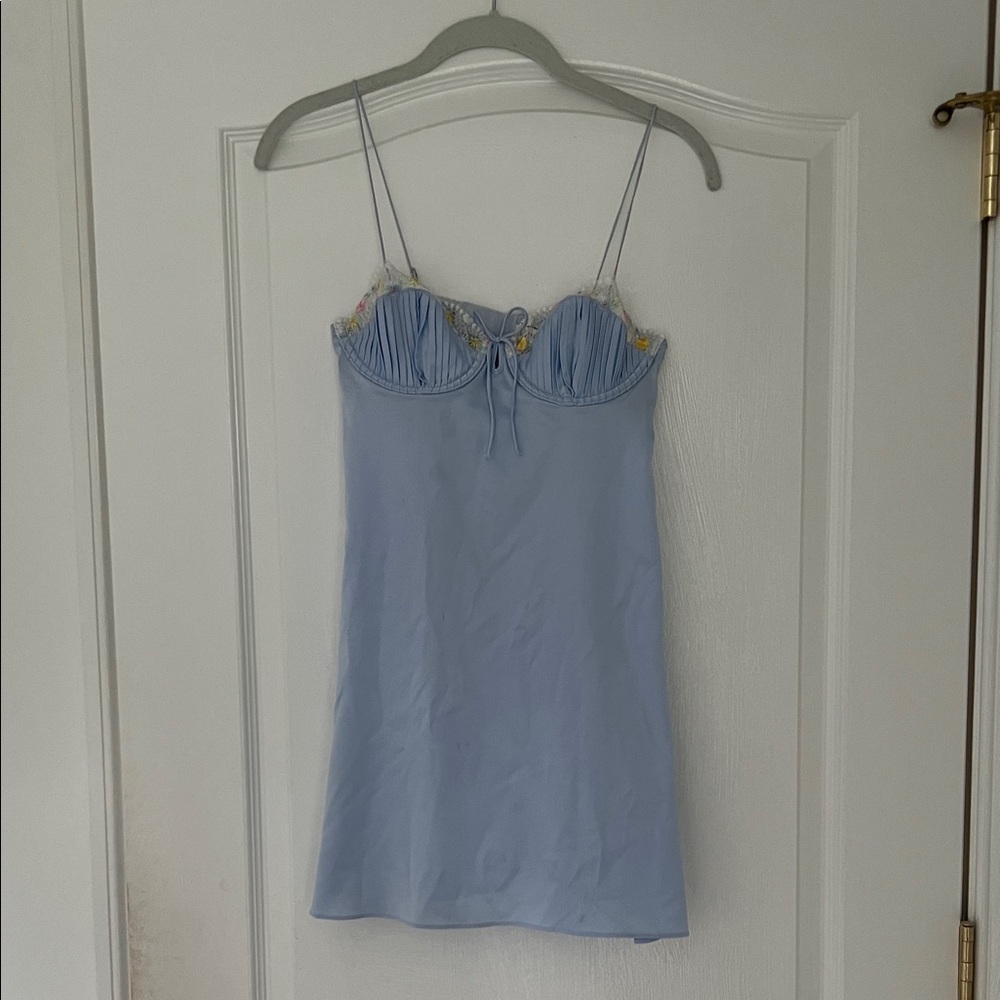 For Love And Lemons Light Blue Mini Dress
